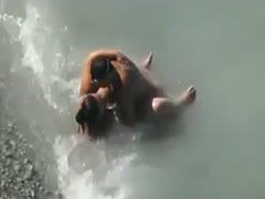 A fat wife was caught on hidden camera fucking and masturbating in the water.